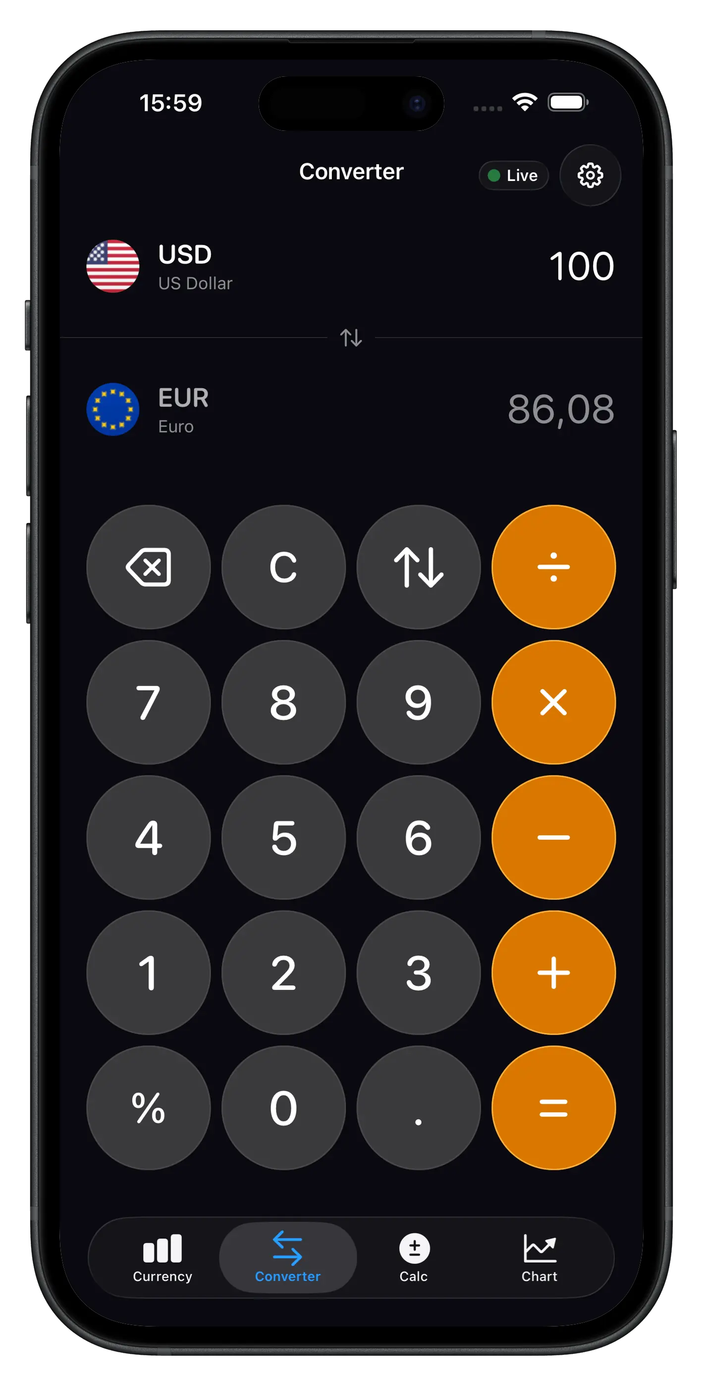 Currency pair converter — USD to EUR, GBP to JPY and all major currencies